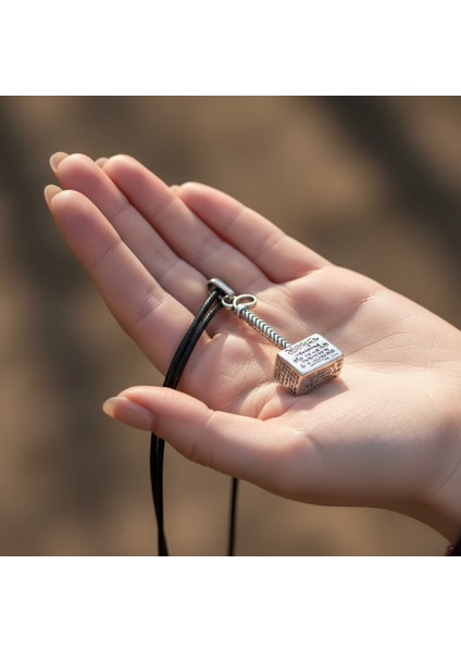 Sonsuz Güç - Thor Çekici Gümüş Kaplama Deri İp Kolye indirimleri