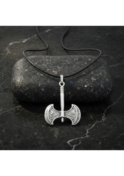 Balta Gümüş Kaplama Deri İp Kolye modelleri