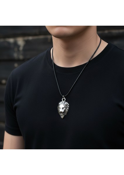Aslan Gümüş Kaplama Deri Ip Kolye modelleri