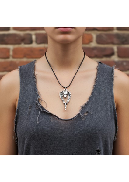 Antik Anubis Ölüm Ve Ceza Tanrısı Gümüş Kaplama Deri İp Kolye