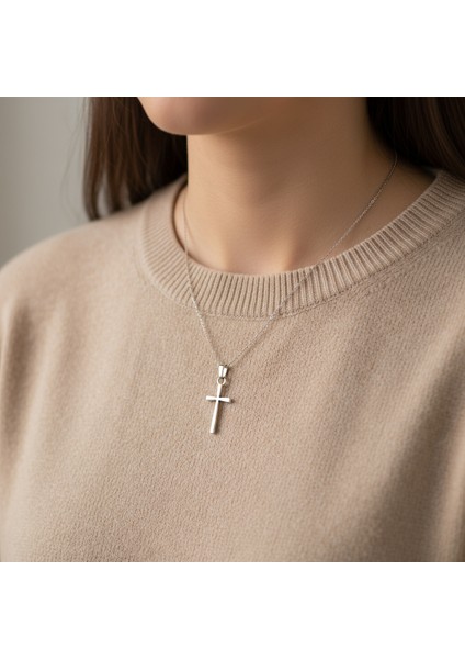 Mini Haç Gümüş Kaplama Deri İp Kolye fiyatları