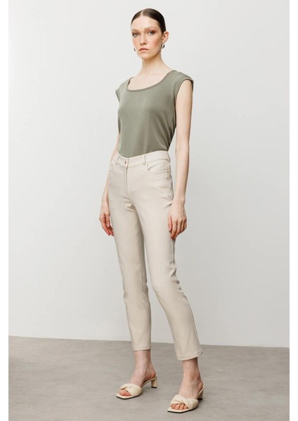 Ekol Beş Cepli Boru Paça Kum Kadın Pantolon 2042-2Y5 modelleri