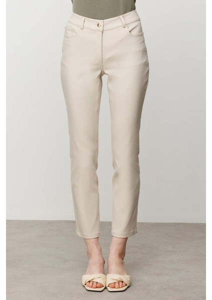 Ekol Beş Cepli Boru Paça Kum Kadın Pantolon 2042-2Y5