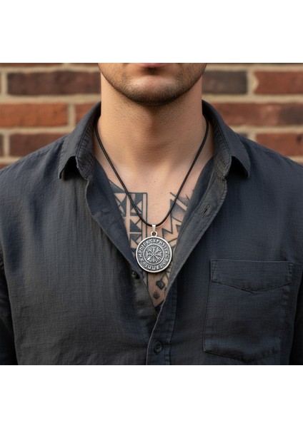 Vegvisir Viking Pusula Kolye Deri İp Kolye fiyatları