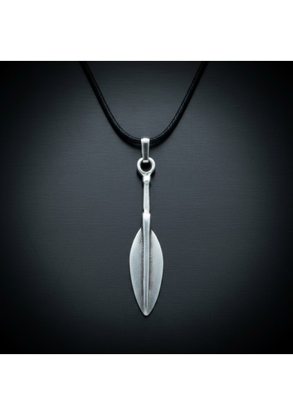 Mızrak Ucu Gümüş Kaplama Deri Ip Kolye fırsatları
