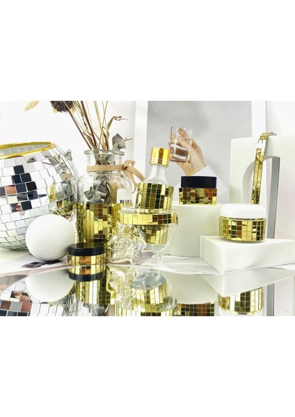 Ayna Görünümlü Gold Mozaik Sticker - Kendinden Yapışkanlı Disco Ball Yapımı Dekor Kaplama El Sanatı