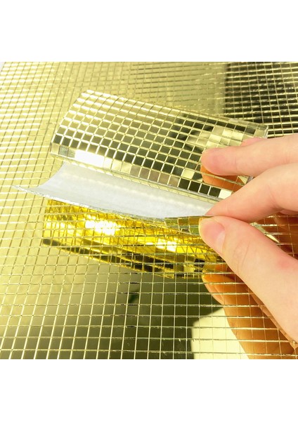 Ayna Görünümlü Gold Mozaik Sticker - Kendinden Yapışkanlı Disco Ball Yapımı Dekor Kaplama El Sanatı modelleri