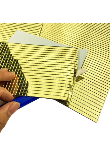 Ayna Görünümlü Gold Mozaik Sticker - Kendinden Yapışkanlı Disco Ball Yapımı Dekor Kaplama El Sanatı fırsatları