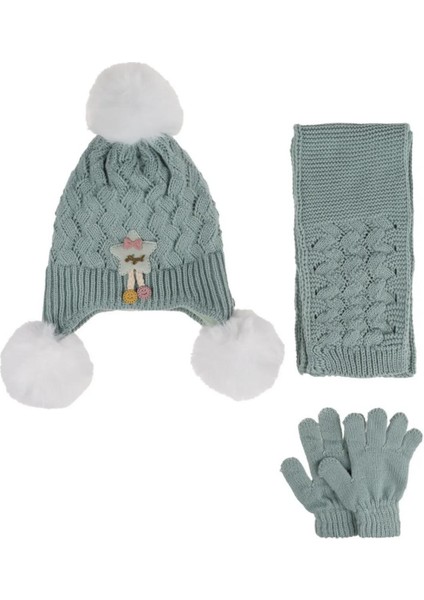 1-4 Yaş Kız Çocuk Atkı Bere Eldiven Içi Polarlı 3'lü Takım 24160-02