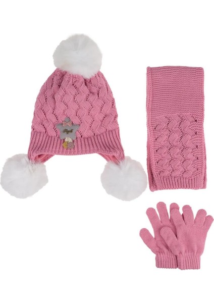 1-4 Yaş Kız Çocuk Atkı Bere Eldiven Içi Polarlı 3'lü Takım 24160-02