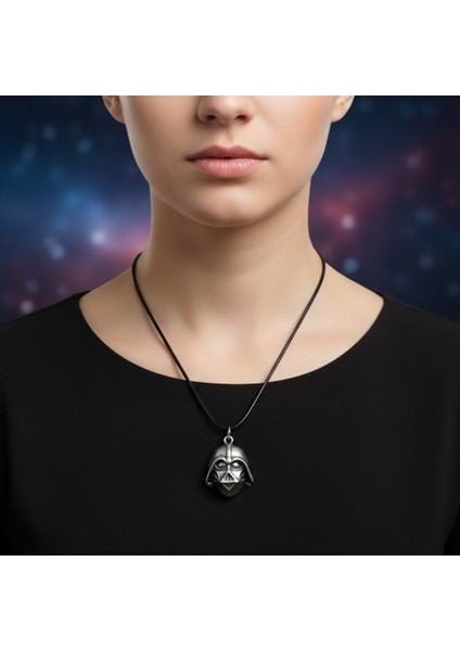 Star Wars - Darth Vader Gümüş Kaplama Deri Ip Kolye fiyatları