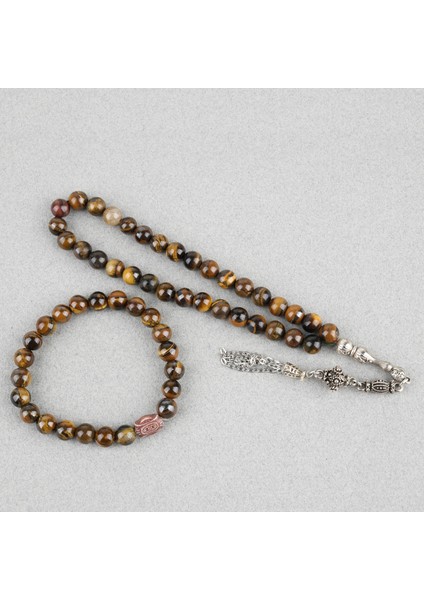 Kaplangözü Alpaka Püsküllü Küre Kesim 8.5mm Tesbih ve Bileklik Seti