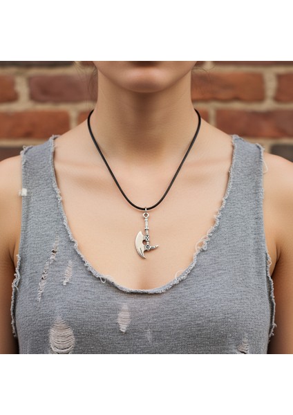 Balta Gümüş Kaplama Deri İp Kolye fiyatları