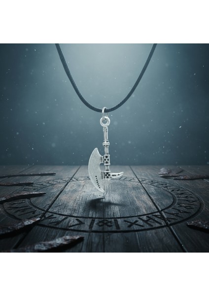 Balta Gümüş Kaplama Deri İp Kolye modelleri