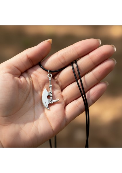 Balta Gümüş Kaplama Deri İp Kolye fırsatları