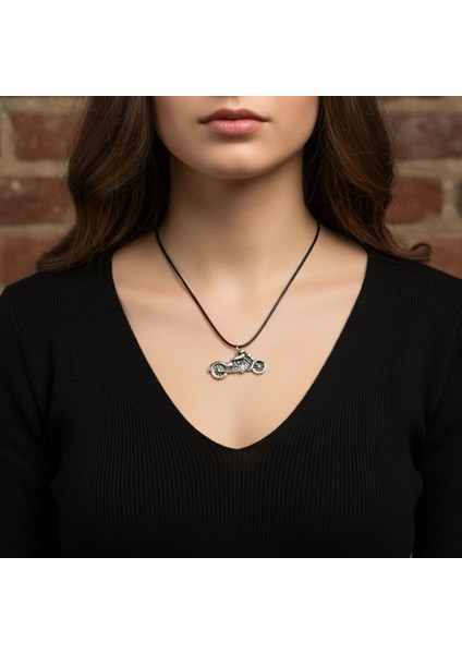 Chopper Motor Gümüş Kaplama Deri İp Kolye fiyatları