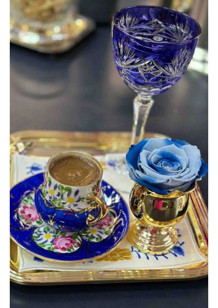 El Boyama Porselen Osmanlı Saray Kahve Fincanı-Lacivert 1 Adet fiyatları