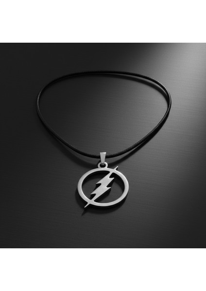 Şimşek - The Flash Gümüş Kaplama Deri İp Kolye modelleri