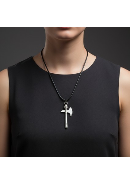 Kuru Kafa Balta Gümüş Kaplama Deri İp Kolye fiyatları