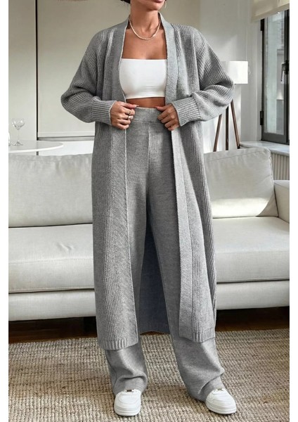 Kadın Bel Lastikli Triko Pantolon Uzun Hırka Ikili Takım P-00019635 fırsatları