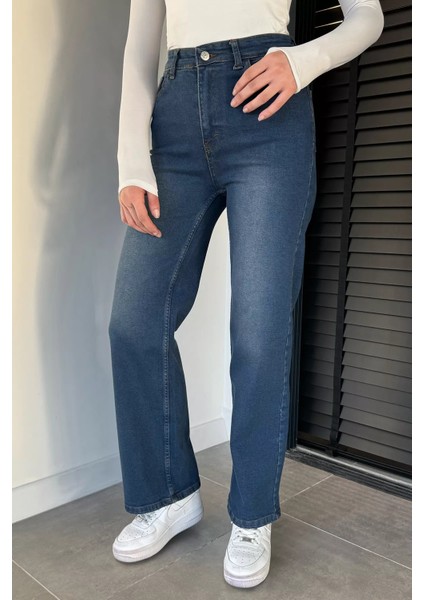 Kadın Yüksek Bel Jean Kot Pantolon P-00019441