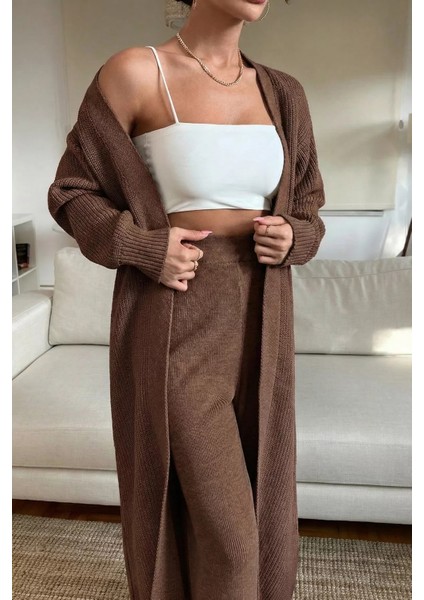 Kadın Bel Lastikli Triko Pantolon Uzun Hırka Ikili Takım P-00019635 indirimleri