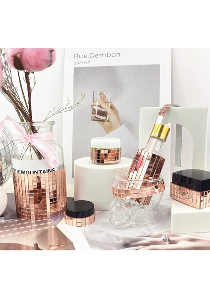 Rose Gold Mozaik Ayna Sticker - Kendinden Yapışkanlı | Disco Ball Yapımı, Dekor Kaplama,el Sanatı