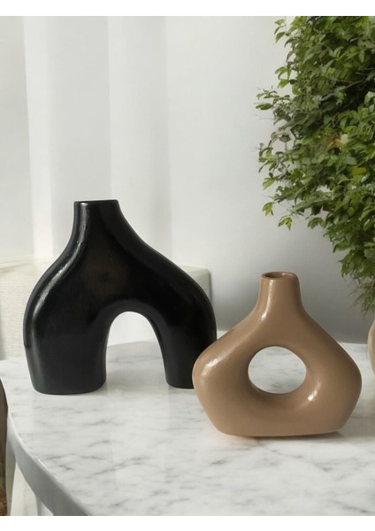 Modern Iskandinav Dekoratif Vazo Seti – Büyük Boy 20 cm + Küçük Boy 15 cm – Minimal Seramik Görünümlü Ev Dekor Obje fırsatları