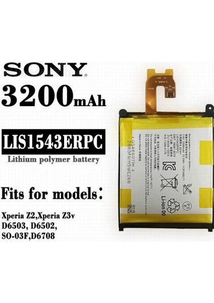 Sony Z2 Pil Batarya 3.8V 3200 Mah 12.2WH LİS1543ERPC