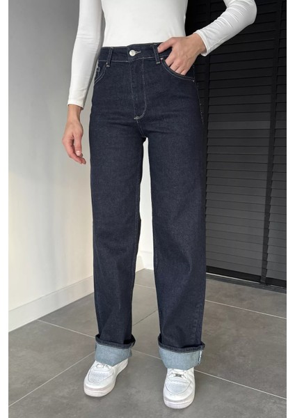 Kadın Yüksek Bel Palazzo Jean Kot Pantolon P-00018894