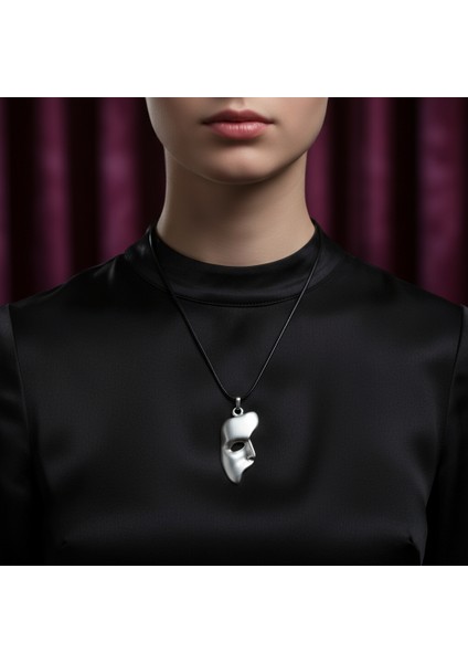 the phantom of the opera - maske gümüş kaplama deri ıp kolye fiyatları