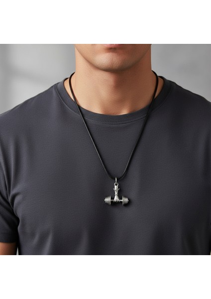 Halter - Dambıl Gümüş Kaplama Deri Ip Kolye