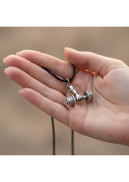 Halter - Dambıl Gümüş Kaplama Deri Ip Kolye fırsatları