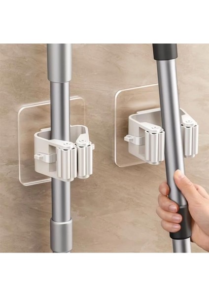 Yapışkanlı Pratik Mop Temizlik Fırçası Tutucu Asma Askı Aparatı Paspas Sapı Tutucu 2 Adet M-310 fırsatları