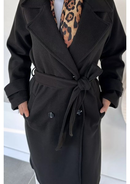 Kendinden Desenli Bel Kuşaklı Tesettür Kaban P-00019458 modelleri