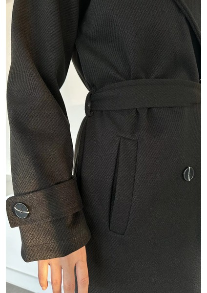 Kendinden Desenli Bel Kuşaklı Tesettür Kaban P-00019458 indirimleri