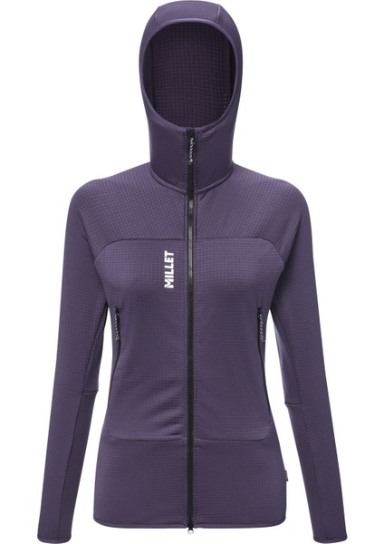 Fusıon Grıd H Kadın Kapşonlu Polar Ceket Tam Fermuar MIV9032 N9332