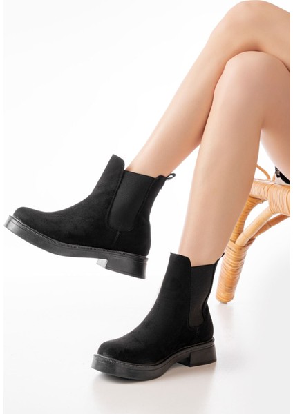 ZRİN-2137 Premium Siyah Süet Lastikli Günlük Kadın Bot fiyatları