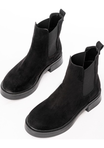ZRİN-2137 Premium Siyah Süet Lastikli Günlük Kadın Bot modelleri