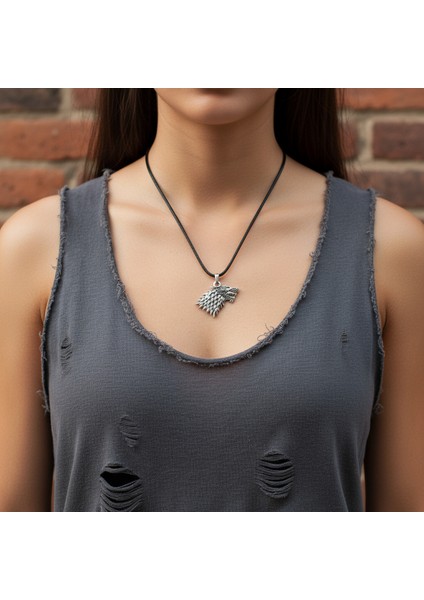 Game Of Thrones Kurt Gümüş Kaplama Deri Ip Kolye modelleri