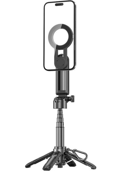 Güçlü Manyetik Magsafe Selfie Stick Tripod – Katlanabilir, Uzayabilir, Masa Standlı
