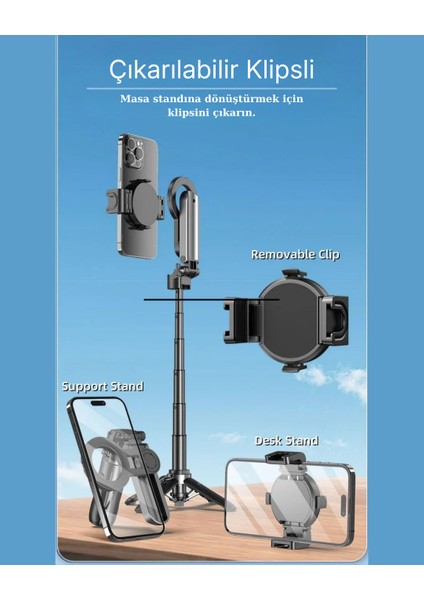 Güçlü Manyetik Magsafe Selfie Stick Tripod – Katlanabilir, Uzayabilir, Masa Standlı modelleri