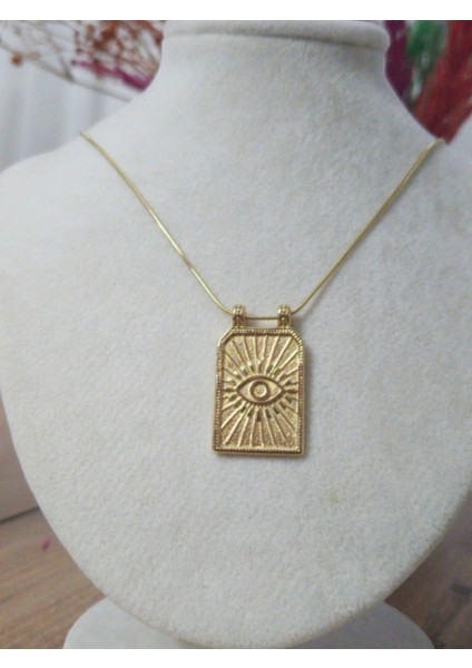 Retro Plaka Göz Çelik Kolye fiyatları