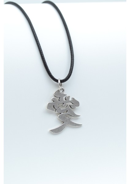 Çin Aşk Sembolü Gümüş Kaplama Deri Ip Kolye