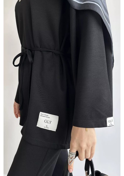 Amblem Detaylı Tunik Bel Lastikli Pantolon Tesettür Ikili Takım P-00019262 fırsatları