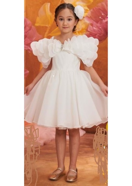 Abiye Elbise - Porça - Beyaz - 9 Yaş - 3152---BEYAZ-9 Yaş