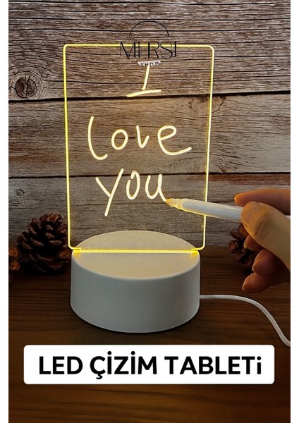 LED Çizim Tabletli Gece Lambası | Yazılabilir Silinebilir Aydınlatma Paneli Çocuk Eğlence Lambası