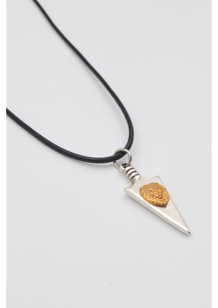 Ok Ucu Aslan Kolye - PU Deri İp Zincirli Unisex Gümüş Kaplama Kolye - 60 cm fiyatları
