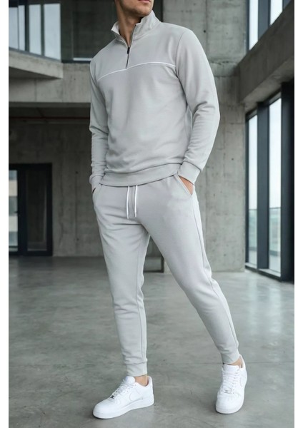 Erkek Polo Yaka Yarım Fermuarlı Sweat Bel Lastikli Pantolon Ikili Takım P-00019207 fiyatları