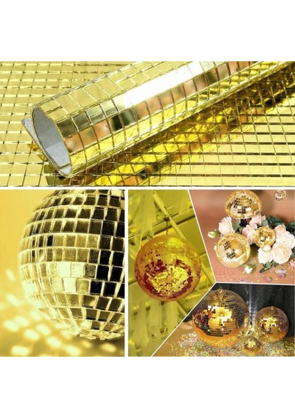 Kare Gold Cam Mozaik Fayans Çıkartmaları Kendinden Yapışkanlı Aynalı Dekor Panel 30X30 cm El Işi Kare Cam Fayans